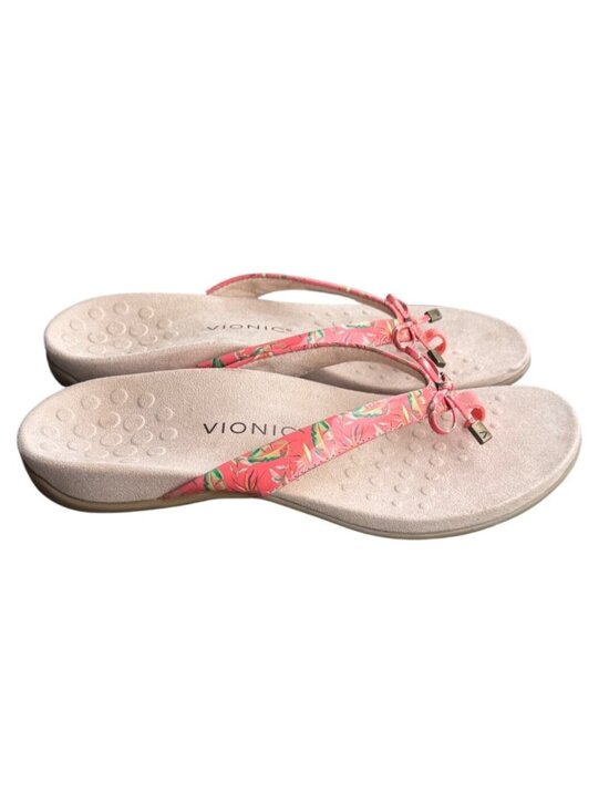 Vionic Shoes - Vionic Bella II Womens Floral Flip Flops Sandals Size 11 Beige/Coral
